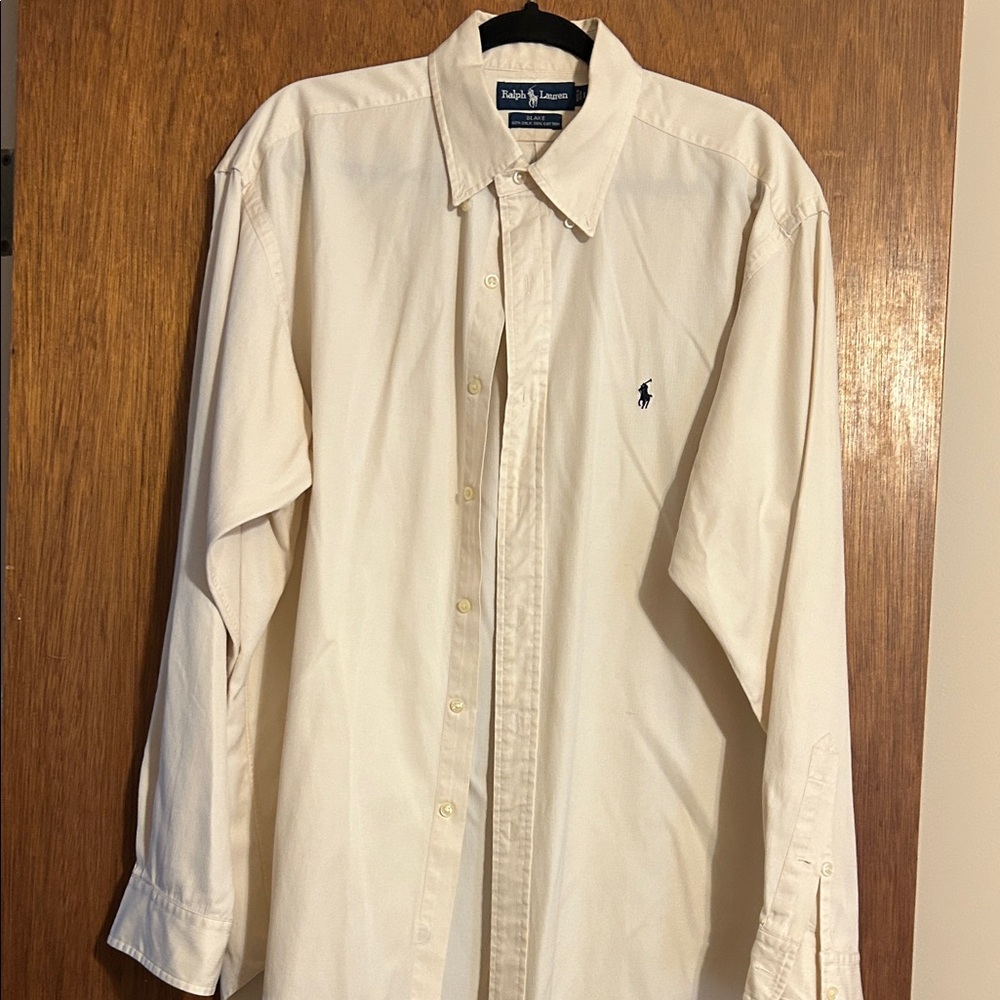 Ralph Lauren Men’s Long-Sleeve Button-Down Shirt 62% Silk and 38% Cotton